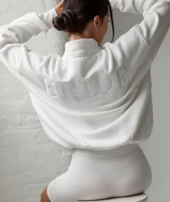 Bride Statement Quarter Zip Sweatshirt - White