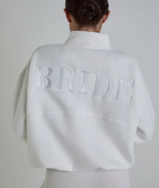 Bride Statement Quarter Zip Sweatshirt - White