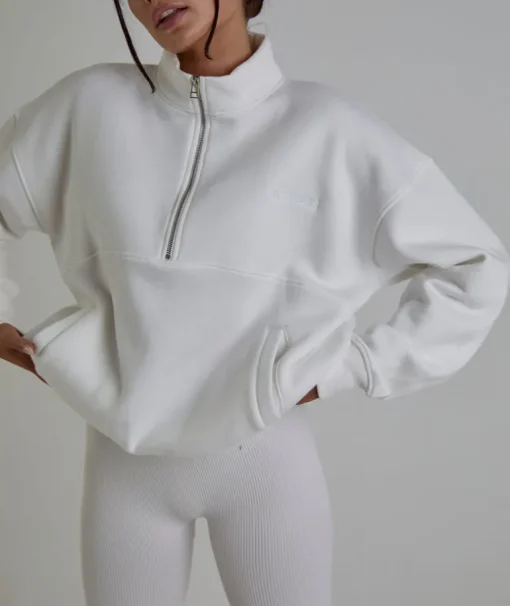 Bride Statement Quarter Zip Sweatshirt - White