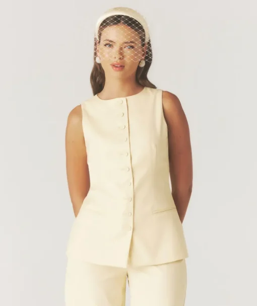 Button Through Tailored Waistcoat - Lemon