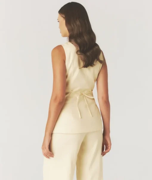 Button Through Tailored Waistcoat - Lemon