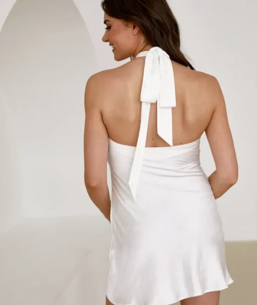 Capri Satin Halter Mini Dress - Ivory