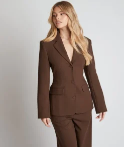 Cinched Waist Blazer - Chocolate Brown