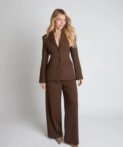 Cinched Waist Blazer - Chocolate Brown