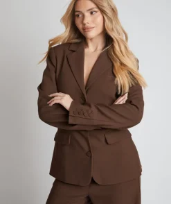 Cinched Waist Blazer - Chocolate Brown