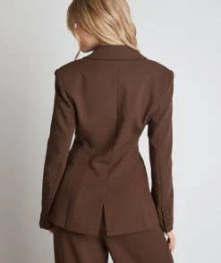Cinched Waist Blazer - Chocolate Brown