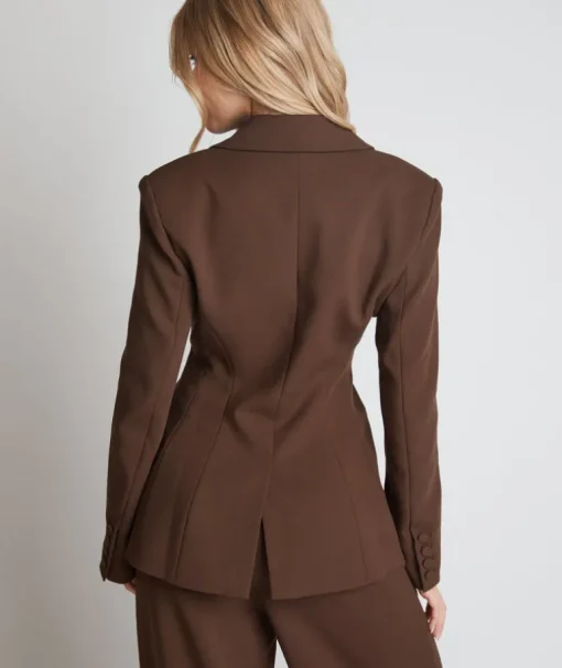 Cinched Waist Blazer - Chocolate Brown