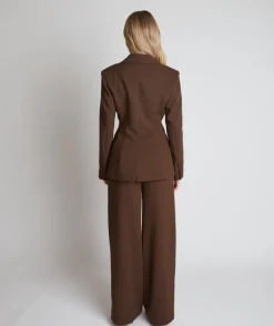 Cinched Waist Blazer - Chocolate Brown