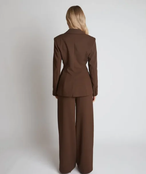 Cinched Waist Blazer - Chocolate Brown