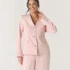 Collarless Tailored Jacket - Pink