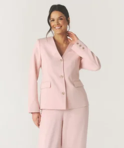 Collarless Tailored Jacket - Pink