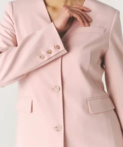 Collarless Tailored Jacket - Pink