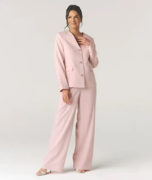 Collarless Tailored Jacket - Pink