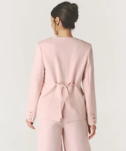 Collarless Tailored Jacket - Pink