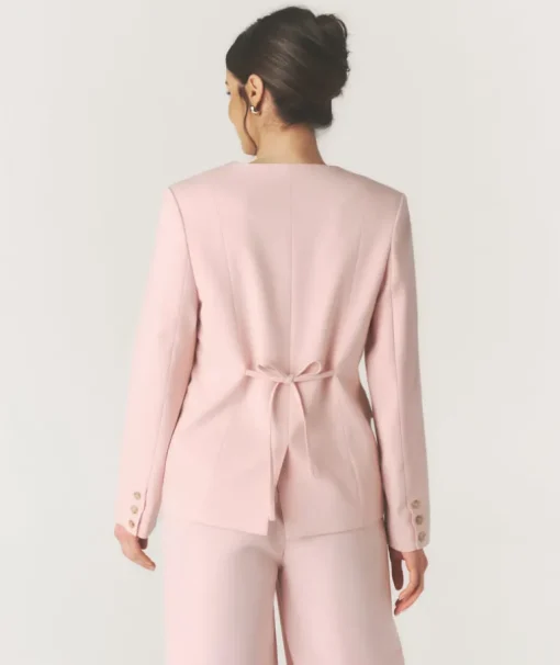 Collarless Tailored Jacket - Pink