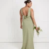 Cowl Back Crepe Bridesmaid Dress - Sage