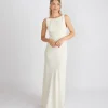 Cowl Back Crepe Bridesmaid Dress - Almond