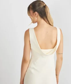 Cowl Back Crepe Bridesmaid Dress - Almond