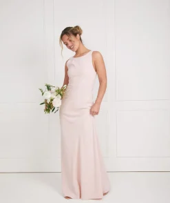 Cowl Back Crepe Bridesmaid Dress - Blush