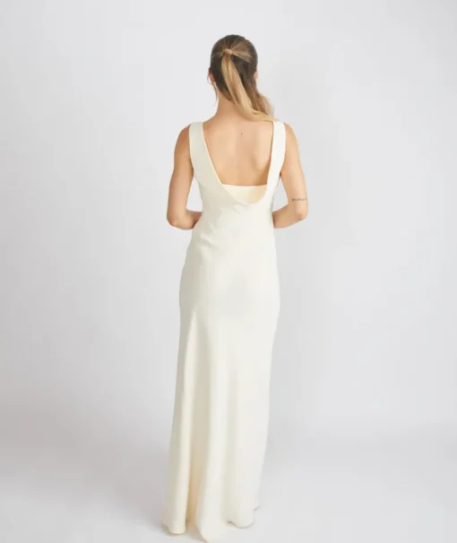 Cowl Back Crepe Bridesmaid Dress - Almond