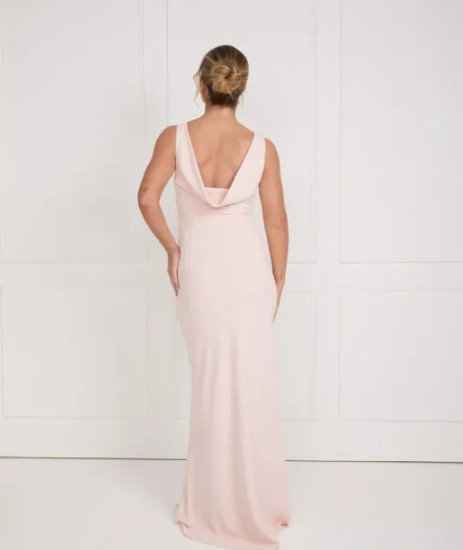 Cowl Back Crepe Bridesmaid Dress - Blush