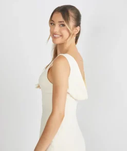Cowl Back Crepe Bridesmaid Dress - Almond