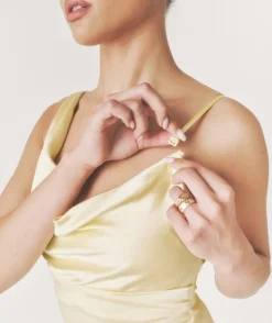 Cowl Front Asymmetrical Satin Bridesmaid Dress - Butter Lemon