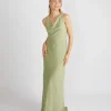 Cowl Front Crepe Bridesmaid Dress - Sage