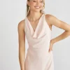 Cowl Front Crepe Bridesmaid Dress - Blush