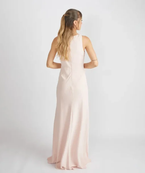 Cowl Front Crepe Bridesmaid Dress - Blush