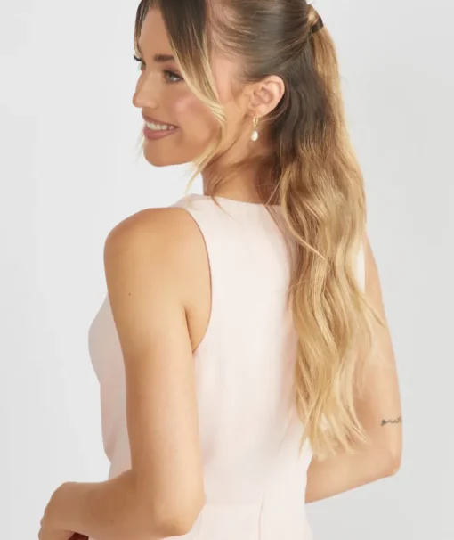 Cowl Front Crepe Bridesmaid Dress - Blush