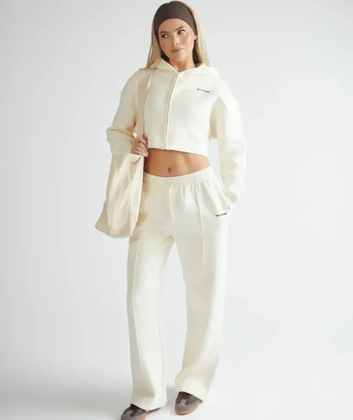 Cropped Zip Through Hoodie - Buttermilk