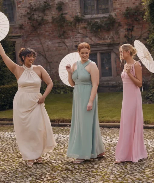Cross Neck Pleated Waist Chiffon Bridesmaid Dress - Sage