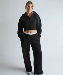 Double Waistband Joggers - Black