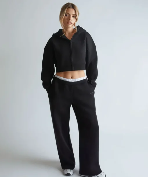 Double Waistband Joggers - Black