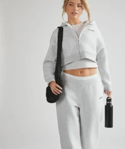 Double Waistband Joggers - Grey Marl