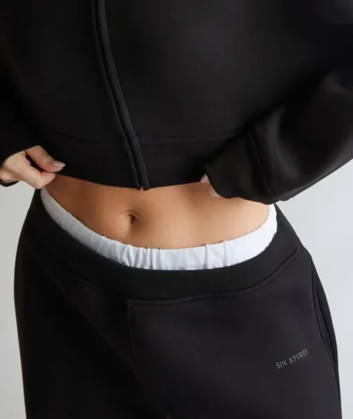 Double Waistband Joggers - Black