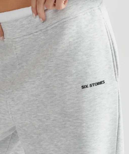 Double Waistband Joggers - Grey Marl