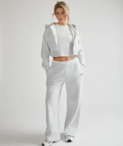 Double Waistband Joggers - Grey Marl