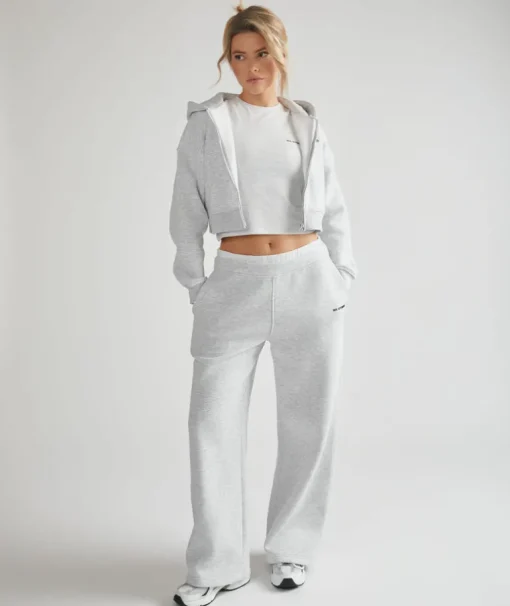 Double Waistband Joggers - Grey Marl