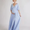 Flutter Sleeve Maternity Chiffon Bridesmaid Dress - Cornflower Blue