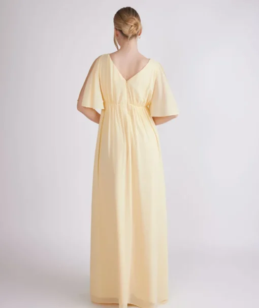 Flutter Sleeve Maternity Chiffon Bridesmaid Dress - Butter Lemon