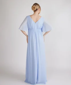 Flutter Sleeve Maternity Chiffon Bridesmaid Dress - Cornflower Blue