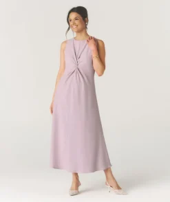 Knot Detail Sleeveless Midi Dress - Pale Lilac
