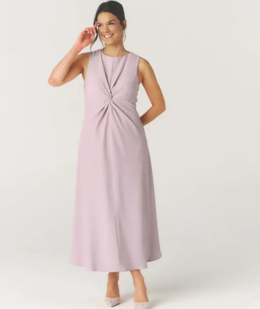 Knot Detail Sleeveless Midi Dress - Pale Lilac