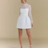 Lace Sleeve Cup Detail Mini Dress - White