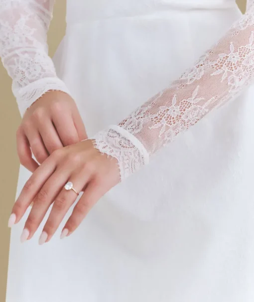 Lace Sleeve Cup Detail Mini Dress - White