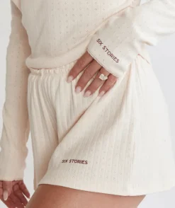 Long Sleeve Pointelle Pyjama Top & Wide Leg Trouser Pyjama Set - Rosewater