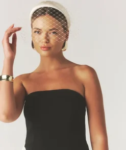 Mesh Overlay Satin Fascinator - Lemon