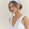 Mesh Overlay Satin Fascinator - White
